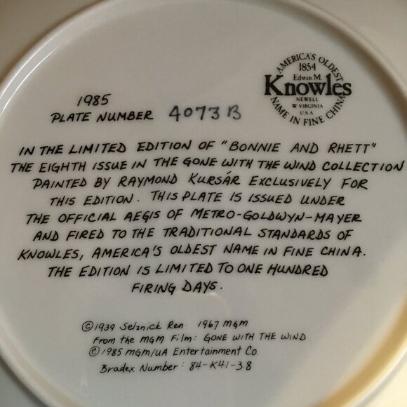 2/$40 Gone With the Wind Collection 'Bonnie and Rhett' Raymond Kursar - Picture 5 of 7